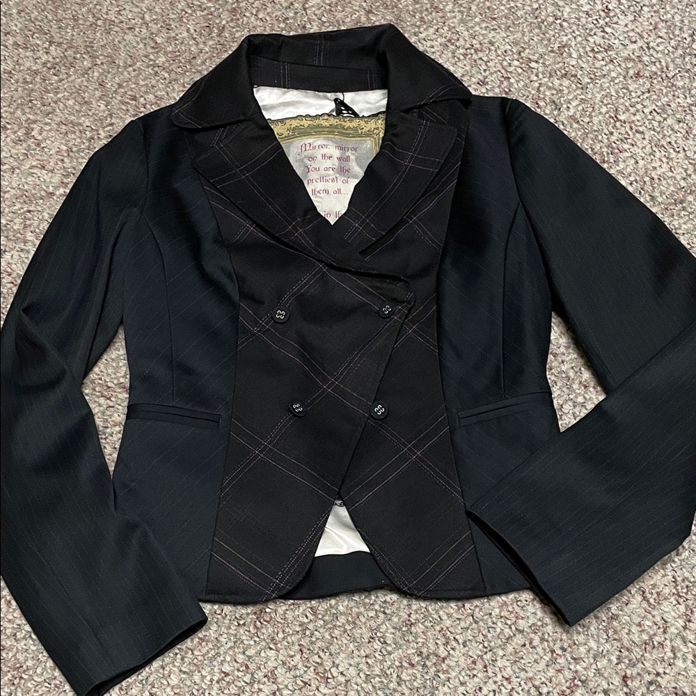 St Martin’s Women's Black pinstripes Double-Breasted blazer